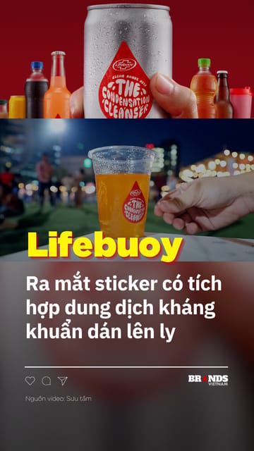 Lifebuoy ra mắt sticker có tích hợp dung dịch kháng khuẩn dán lên ly